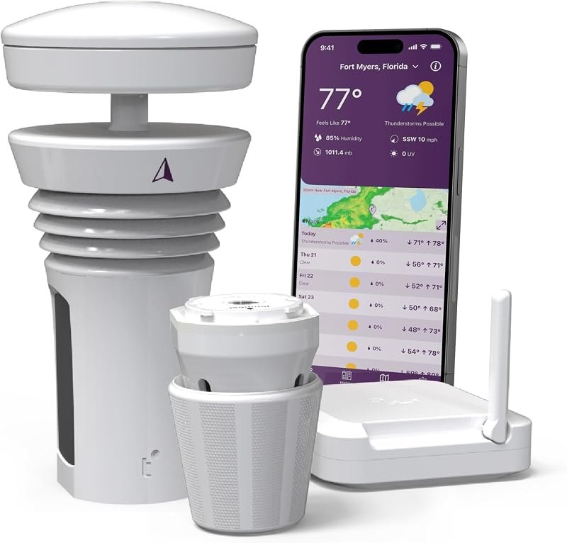 Tempest Weather Station with Built-in Wind Meter, Rain Gauge, and Accurate Weather Forecasts, Wireless, App and Alexa