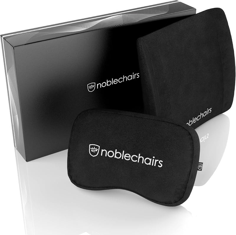 noblechairs Memory Foam Lumbar-Support Pillow, Office and Gaming-Chair Cushion Set - Black — gaming chair cushion for