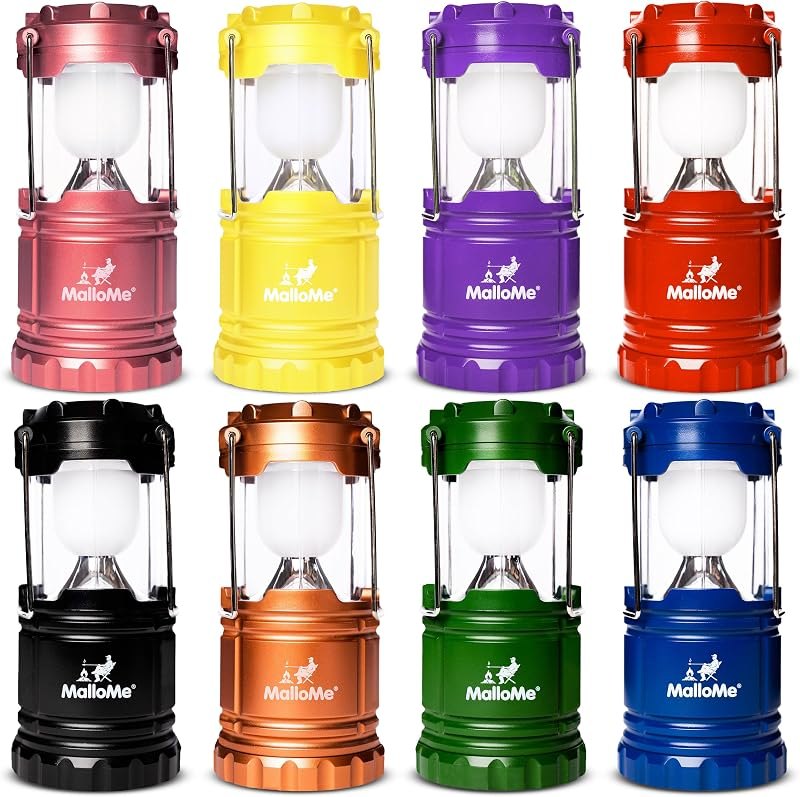 MalloMe Camping Lantern Multicolor 8 Pack Lanterns for Power Outages, Camping Lights for Tent Hanging, Camp Light Tent