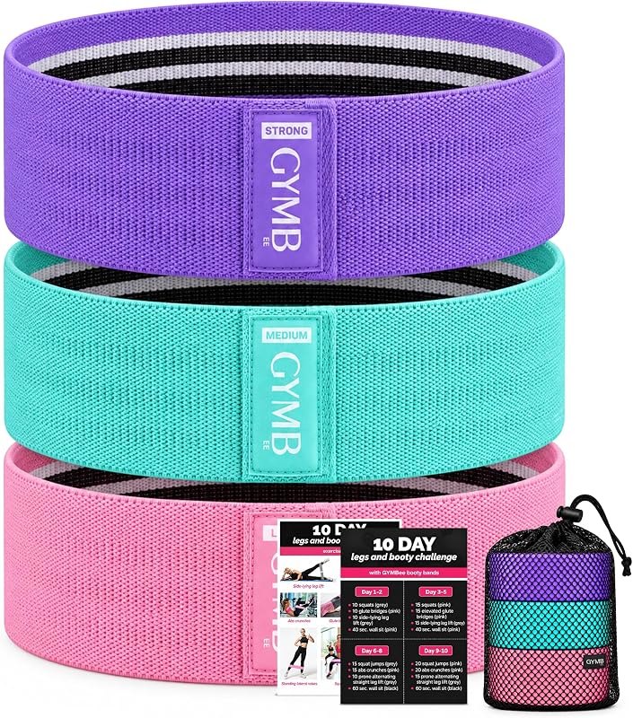 Gymbee Premium Resistance Bands for Working Out - Exercise Bands to Workout Glutes, Thighs & Legs - No Slip Cloth