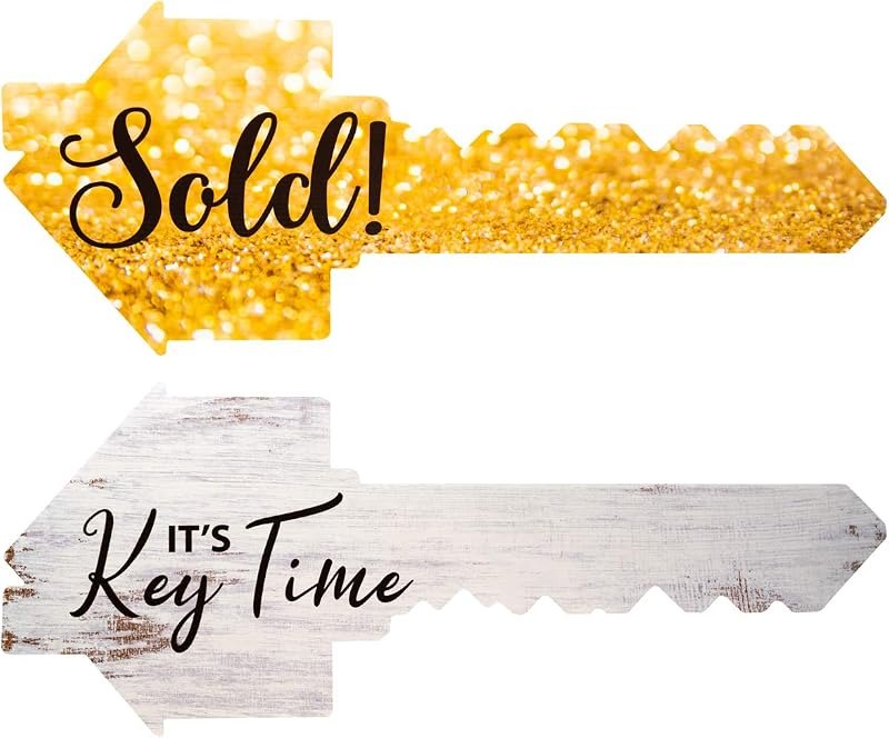 Real Estate Social Media Testimonial Photo Prop Signs - Great for Instagram, Twitter & Facebook (1 Pack, Key -