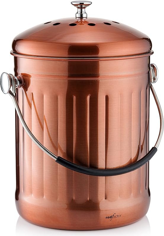 Premium Compost Bin for Kitchen Countertop - Stainless Steel Food Waste Bucket with Innovative Dual Filter Technology