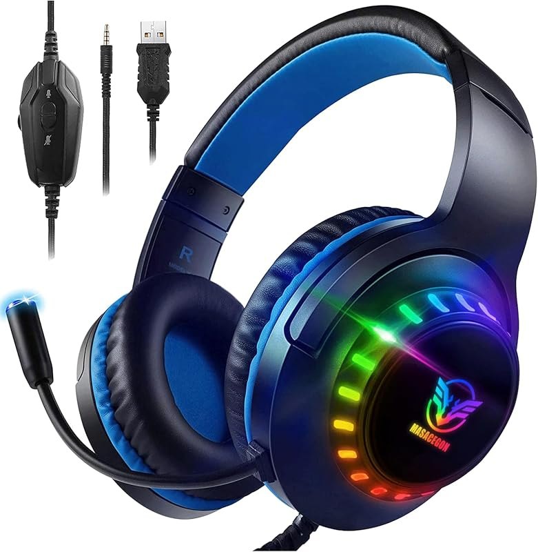 Pacrate RGB Gaming Headset for PS5/PS4/Xbox One/Nintendo Switch/PC/Mac, PS4 Headset with Microphone Xbox Headsets with