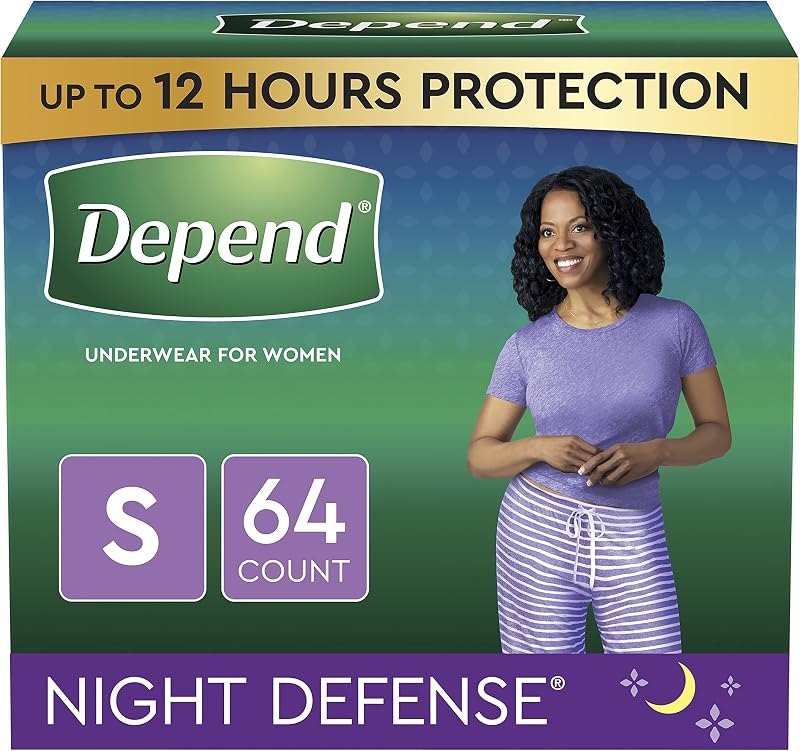 Depend Night Defense Adult Incontinence Underwear for Women, Disposable, Overnight, Small, Blush, 64 Count (4 Packs of