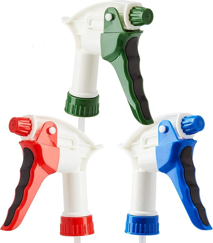 Leak Proof, High Capacity Spray Heads ONLY 3 Pack. Fits 22 Oz Bottles (NOT Incl). Clear, Heavy Duty Plastic Sprayers
