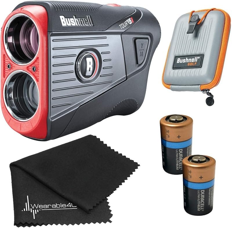 Bushnell Tour V5 / Tour V5 Shift Laser Golf Rangefinder with Included Carrying Case, Carabiner and Wearable4U Bundle —
