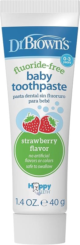 Dr. Brown's Fluoride-Free Baby Toothpaste, Strawberry, 1-Pack — Kids Fluoride Toothpaste for kids fluoride toothpaste