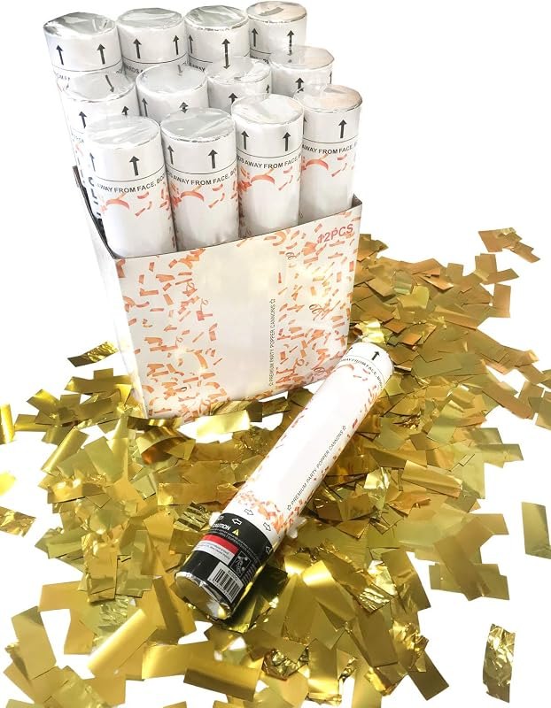 Party Xclusive (12 Pack) Gold Confetti Cannons Metallic 12 inch — new party poppers for new party poppers