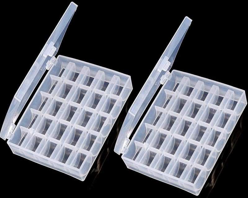 Bobbin Box,Machine Bobbin Organizer Plastic Case,Transparent 25 Slots Empty Bobbins Spools Box,Sewing Craft Plastic