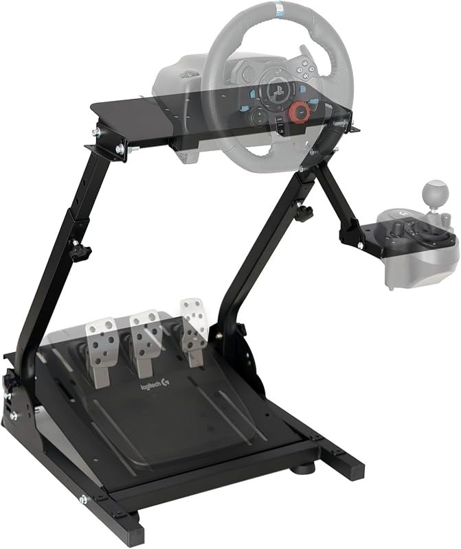 Racing Wheel Stand, Height Adjustable & Foldable Steering Wheal Stand Compatible with Logitech G25,G27,G29,G920 Gaming