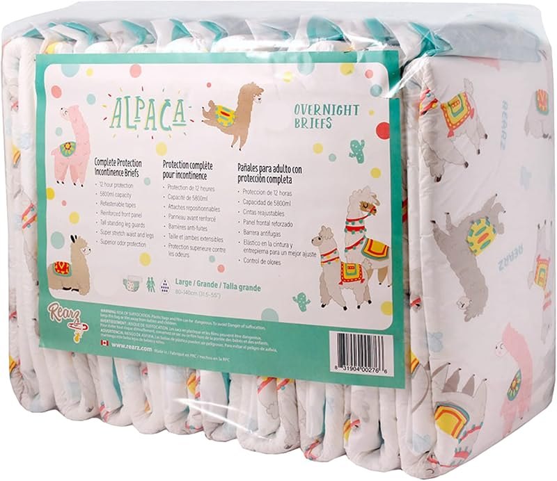 Rearz - Alpaca Adult Nighttime Diapers (12 Pack) (Medium) — adult pull up diapers for adult pull diapers