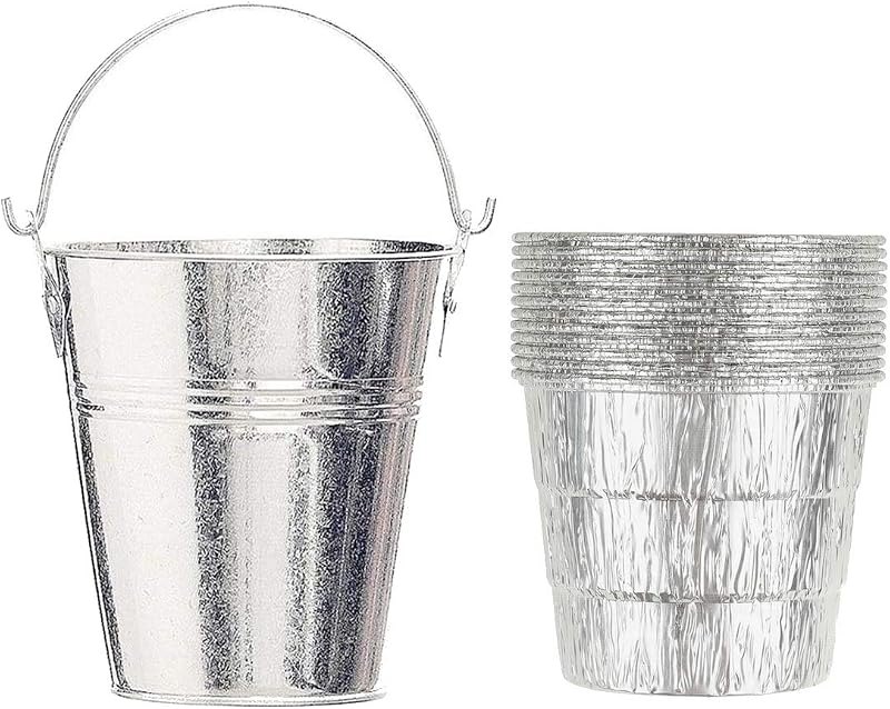 Drip Grease Bucket Can & 12-Pack Liners for Traeger 20/22/34, Pit Boss, etc Pellet Smoker Grill (Silver 12) — grill