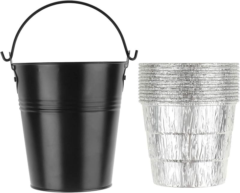 Drip Grease Bucket and 12-Pack Liners for Traeger 20/22/34 Series, Pit Boss etc Pellet Grill Smoker (Black 12) — grill