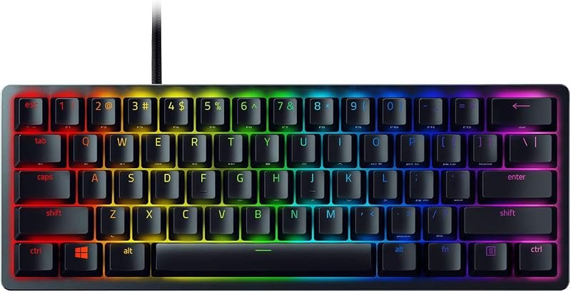 Razer Huntsman Mini 60% Gaming Keyboard: Clicky Optical Switches - Aluminum Top Frame - Chroma RGB Lighting - PBT