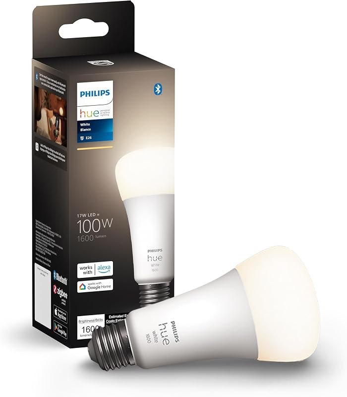 Philips Hue Smart 100W A21 LED Bulb - Soft Warm White Light - 1 Pack - 160LM - E26 - Indoor - Control with Hue App -