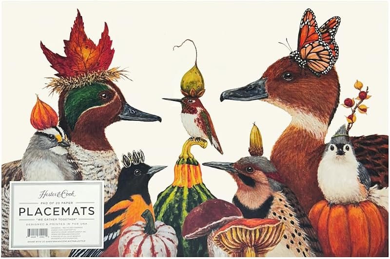 Thanksgiving Paper Placemats for Dining Table - We Gather Disposable Paper Square Placemats for Autumn Fall Holiday