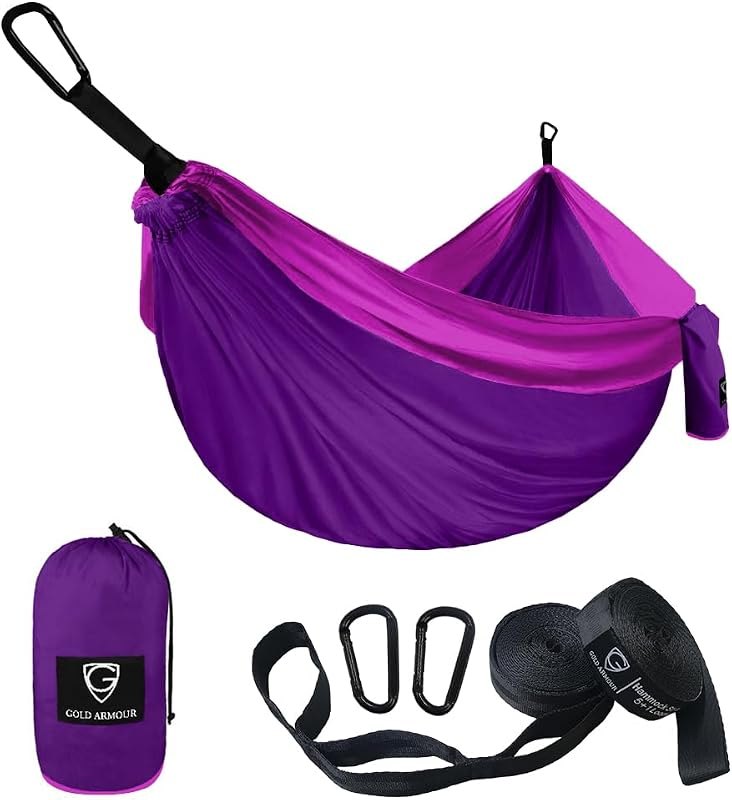 Gold Armour Camping Hammock - Portable Hammock Single Hammock Camping Accessories Gear for Outdoor Indoor Adult Kids