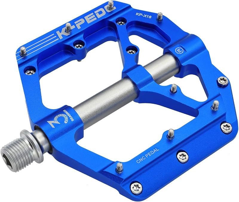 Aluminum Alloy 9/16" Bike Pedal MTB Wide Platform Flat Non-Slip Bicycle Pedals with 3 Bearings for Mountain Bikes
