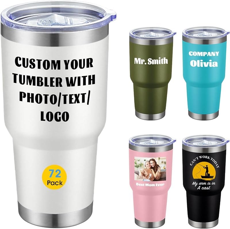 COMOOO Personalized 30oz Tumbler, Custom Stainless Steel Insulated Mug with Lid, Insulated Tumbler Gift with Text