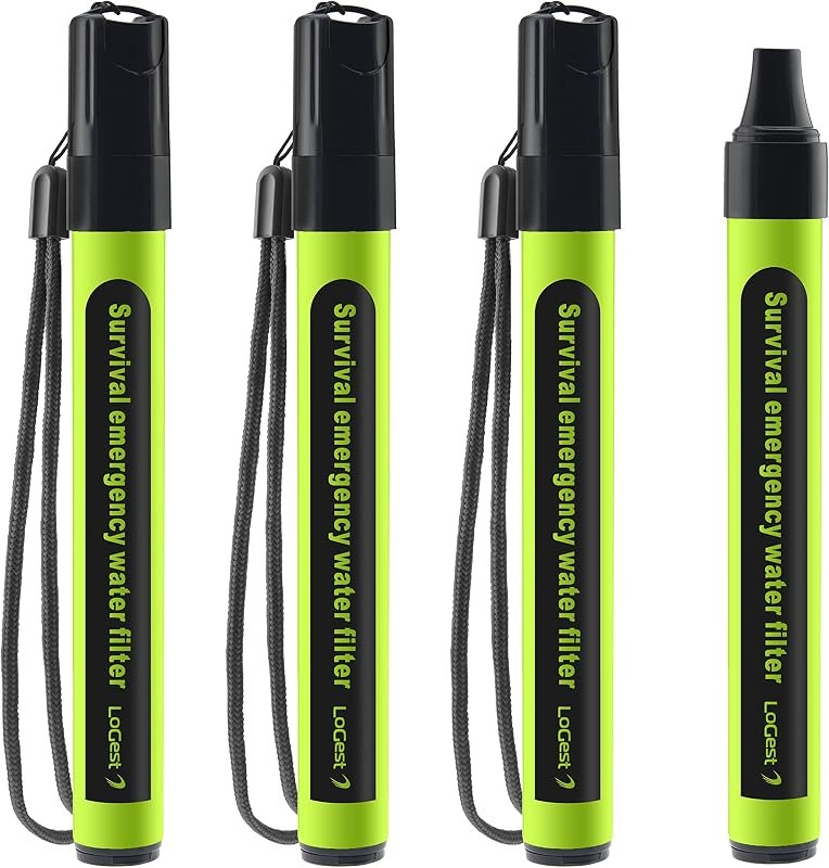 4 Pack Water Filter Straw - Water Purifying Device - Portable Personal Water Filtration Survival - for Emergency Kits
