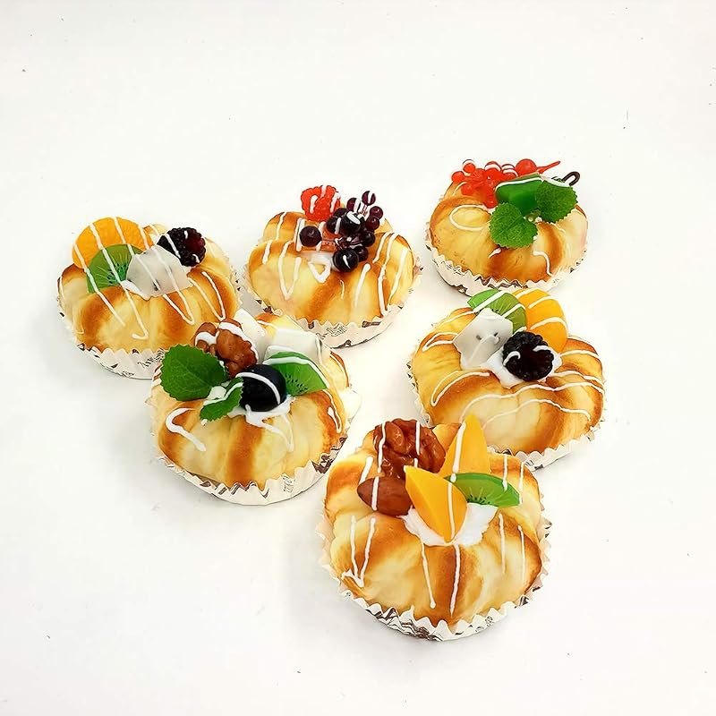 Nice purchase 6 PCS Artificial Cake Fake Simulation Realistic Food Imitation Faux Replica Cake Bread Dessert for
