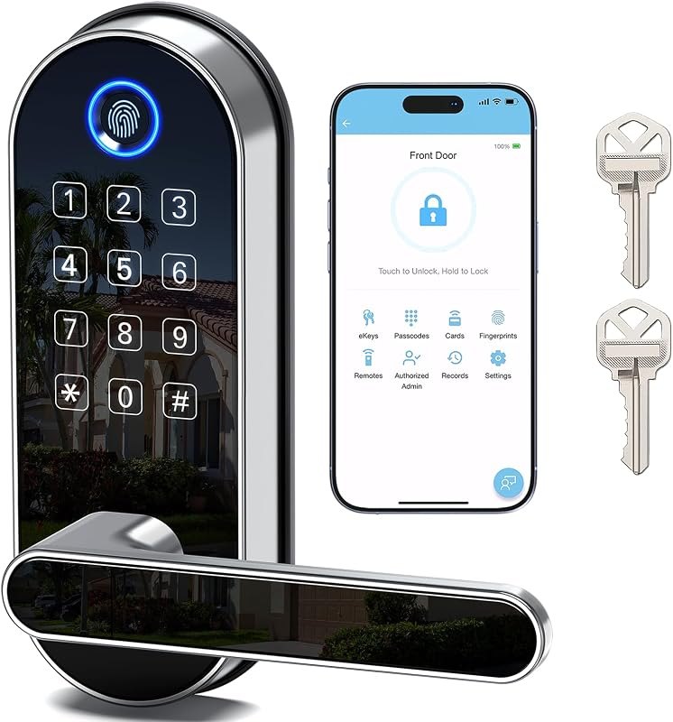 Bluetooth Fingerprint Smart Lock with Handle & Keypad — august compatible lock for august compatible lock