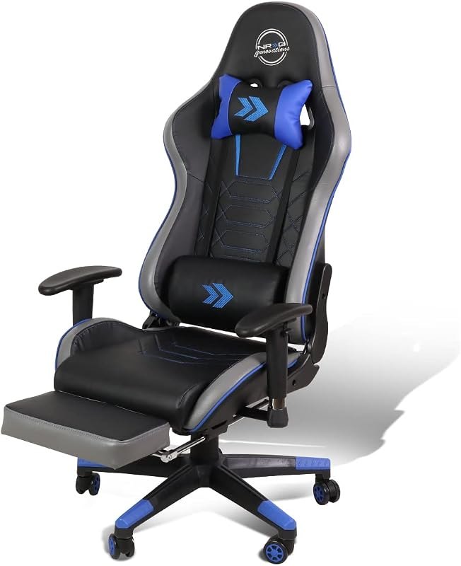 Ergonomic Gaming Chair with Footrest, High-Back Office Desk Chair with Adjustable Headrest & Lumbar Support, 360°
