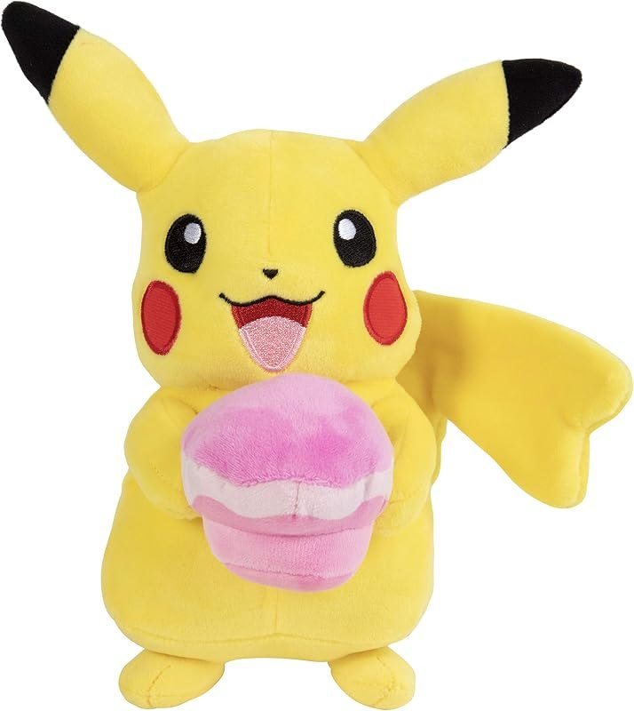 8" Pikachu with Cupcake Plush - Officially Licensed - Quality & Soft Birthday Celebration Stuffed Animal Toy - Add to