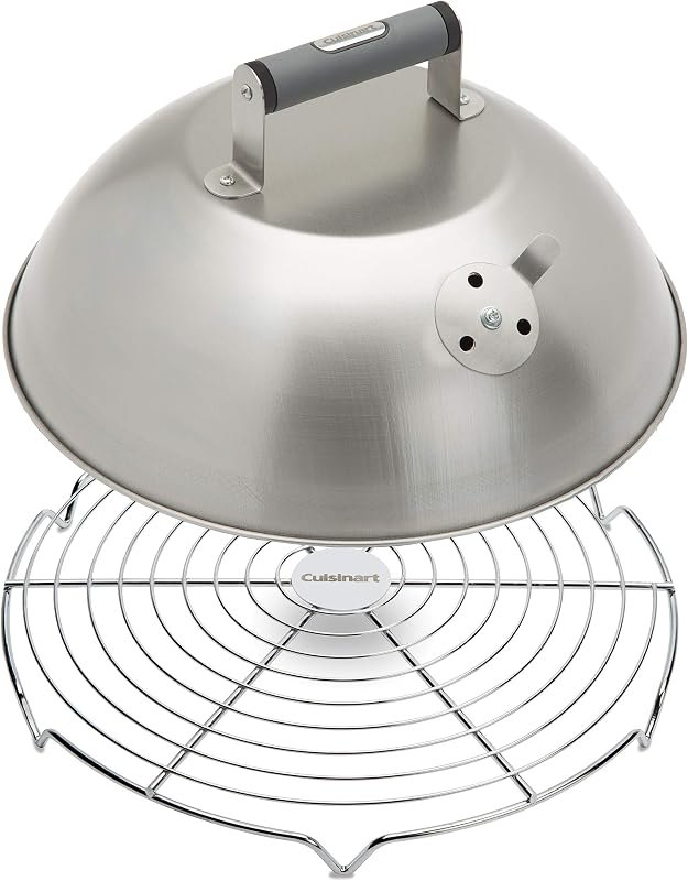 Cuisinart 12.25" Melting Dome with Bonus Wire Rack, Stainless Steel Grill Dome with Vent for Steaming, Smoking &