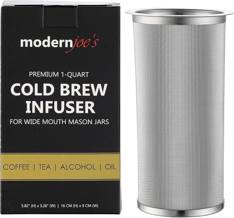 MODERNJOE'S Cold Brew Coffee Maker for 1 Quart Mason Jars, 100 Micron Mesh