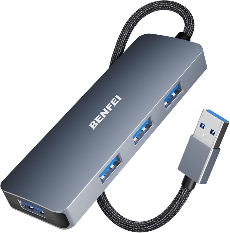 USB 3.0 Hub, 4 Ports USB A Splitter Ultra-Slim Expander for Mouse, Keyboard, Flash Drive, U Disk, Printer Compatible