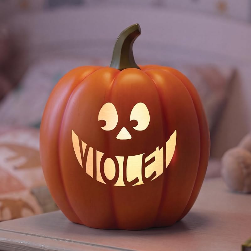 Let's Make Memories Personalized Jack o Lantern Halloween Pumpkin Decor Outdoor- Light Up Indoor/Outdoor Halloween