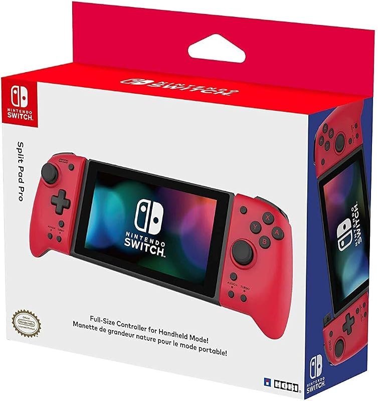 Hori Nintendo Switch Split Pad Pro (Red) Ergonomic Controller for Handheld Mode - Officially Licensed By Nintendo —