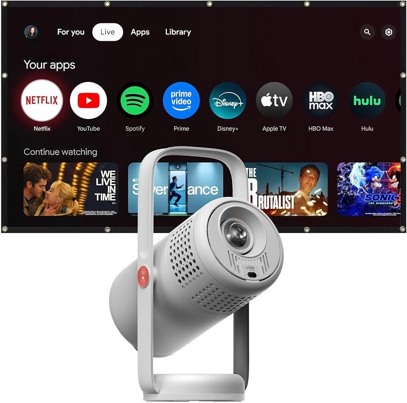XGIMI Vibe One with 80" Screen Mini Portable Projector, 4K Input Support — best pocket projector with battery for