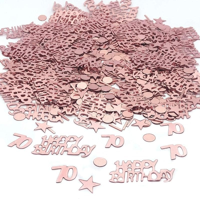 TFYU Happy Birthday Party Table Decorations - Rose Gold Metallic Sequins Scatter Confetti (700pcs) for 70 Years Old