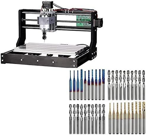 Genmitsu CNC 3018-PRO Router Kit Milling Engraving Machine + 40PCS End Mill CNC Router Bits (2 Flutes, 1/8" Shank) —