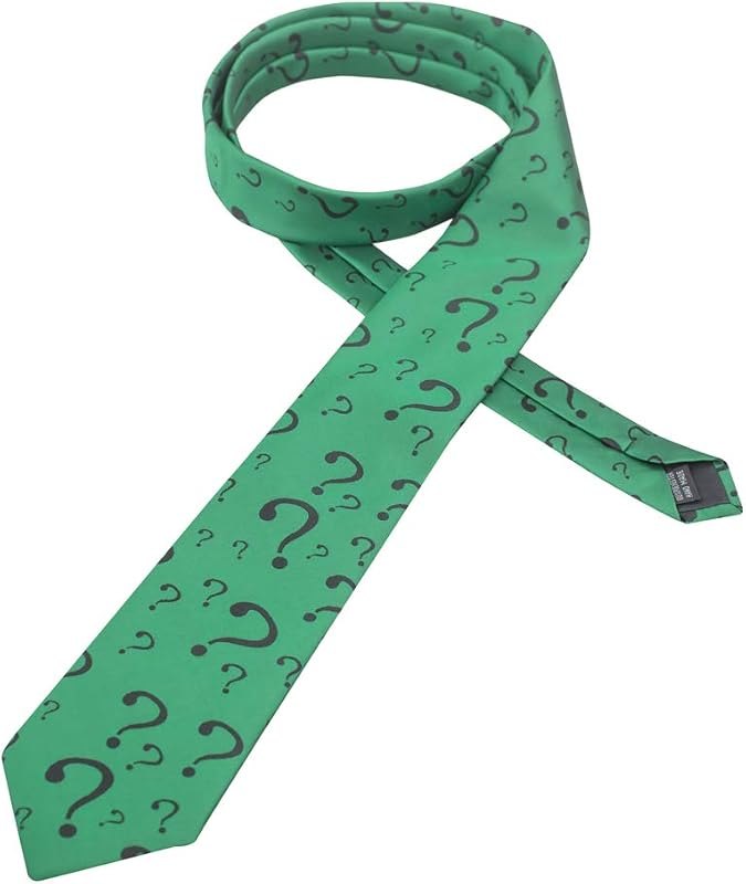 Super Hero Villain Riddle Question Mark Neck Tie Halloween Costume Accessory Green - One Size — Villain Costume