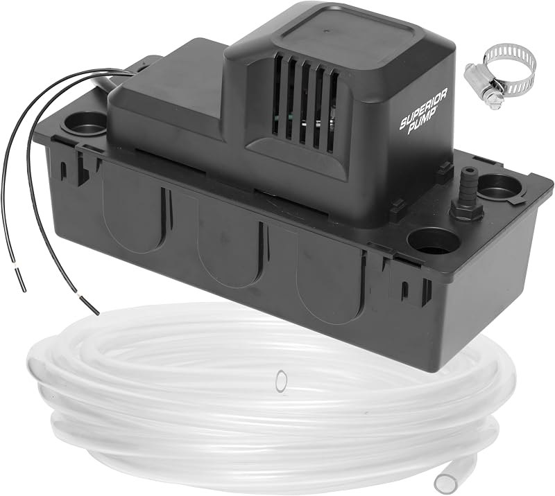Superior Pump 97154, 65 GPH 1/50 HP Automatic Condensate Pump with Safety Switch and 20 Ft. Tubing for HVAC