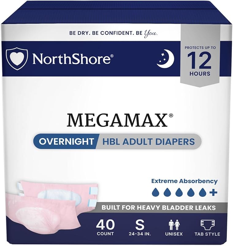 NorthShore MegaMax HBL Adult Diapers with Tabs, Pink, Small, 40 Count — adult tape diapers for adult tape diapers