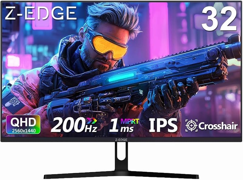Z-Edge 32 inch IPS Gaming Monitor, QHD 1440P 200Hz 165Hz Computer Screen — 32 inch 1440p monitor for inch 1440p monitor