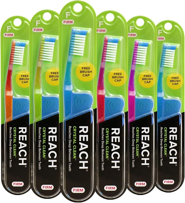 Reach Crystal Clean Firm Bristle Toothbrushes, 6 Pack — Sensitive Gum Toothbrush for sensitive gum toothbrush