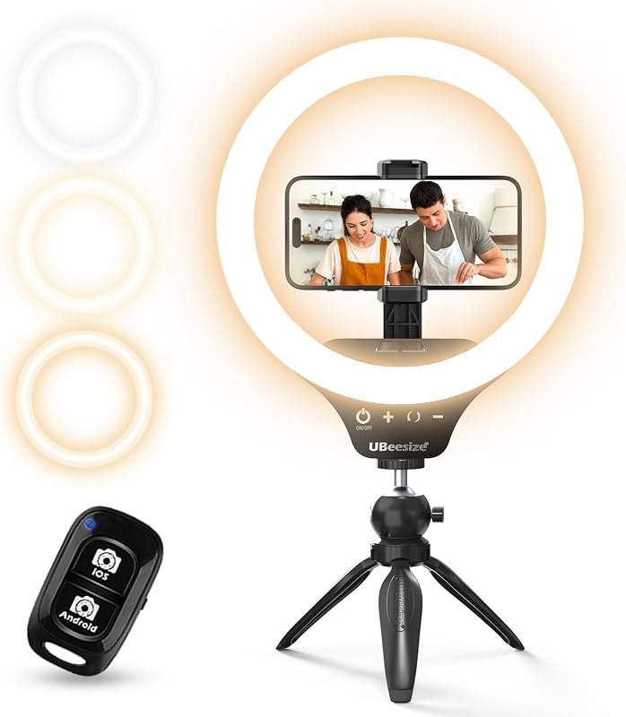 UBeesize 12" Desk Ring Light with Stand & Phone Holder - Adjustable Studio Light for Photography,Zoom Meetings