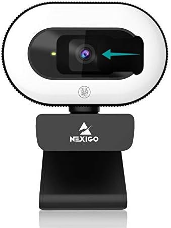 NexiGo StreamCam N930E with Software, 1080P Webcam with Ring Light and Privacy Cover, Auto-Focus, Plug and Play, Web