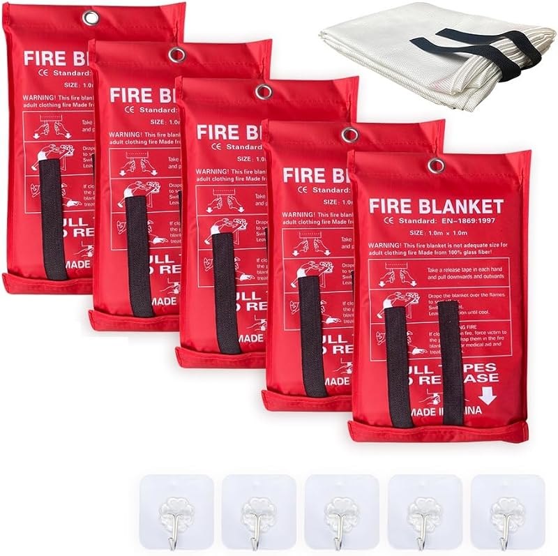 Leberna 5 Pack 39.9x39.3 Fire Blanket Fire Suppression Blanket — safety fire blanket for safety fire blanket