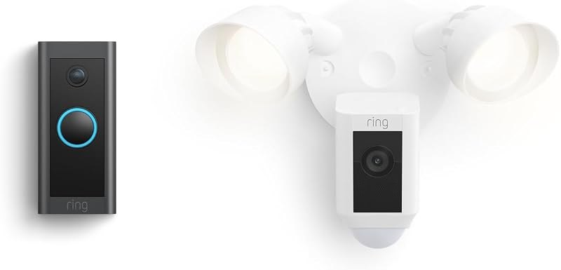 Ring Video Doorbell Wired with Ring Floodlight Cam Wired Plus — video doorbell no subscription for video doorbell