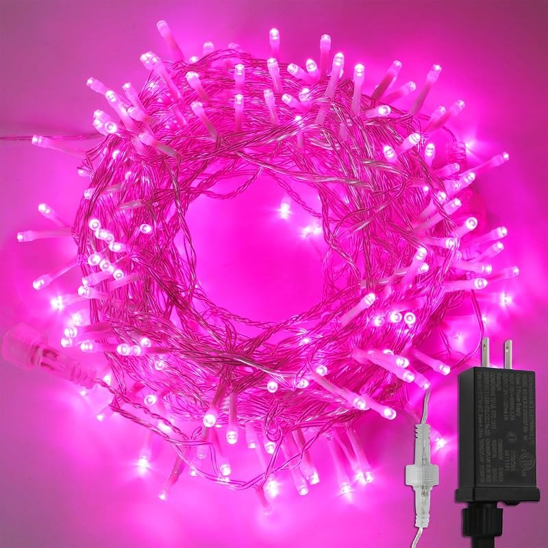 Christmas Decorations Pink String Lights, 200Led 66Ft 8Mode Plug in — net lights for roof for net lights roof