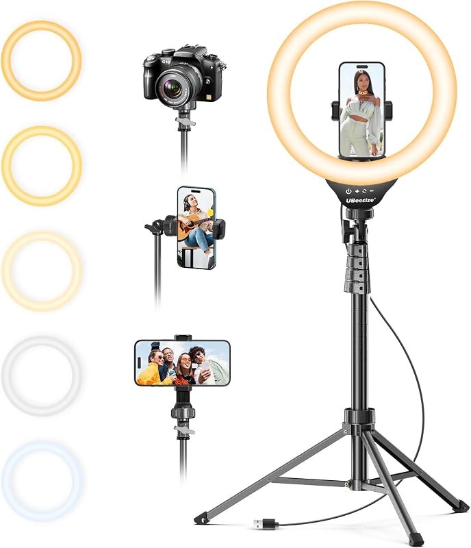 UBeesize 12" LED Ring Light with 62" Tripod Stand, Phone Holder & Remote — 12 inch ring light for inch ring light