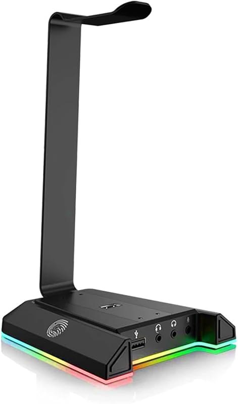 EKSA RGB Headset Stand, Headphone Stands with 7.1 Surround Sound & USB/3.5mm Port, Desk Gaming Headsets Holder with
