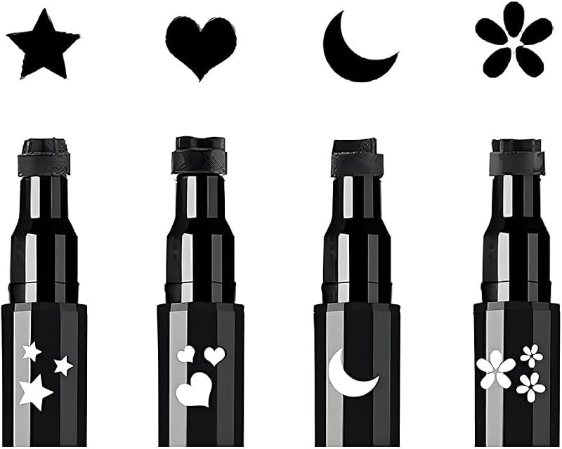 Face Stamp & Eyeliner Set, 4Pcs Dual Ended Black Waterproof Eye Makeup Pens — makeup liquid eyeliner for makeup liquid