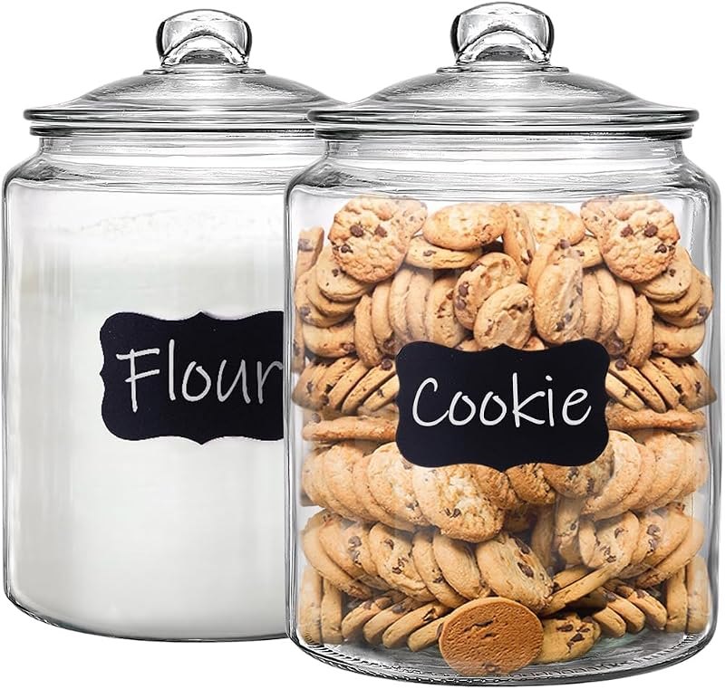 1.5 Gallon Glass Canisters with Airtight Lids, 2 Pack Flour & Cookie Jars — airtight pantry jars for airtight pantry